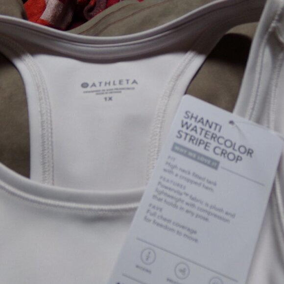 Athleta Shanti Watercolor Striped Crop Tank Mortar and Mushroom - Picture 2 of 5